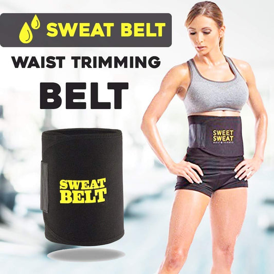 SWEAT BELT (WAIST TRIMMER) - 8x48cm Size, Free Dumbbell Shaped Water Bottle on Prepaid Orders