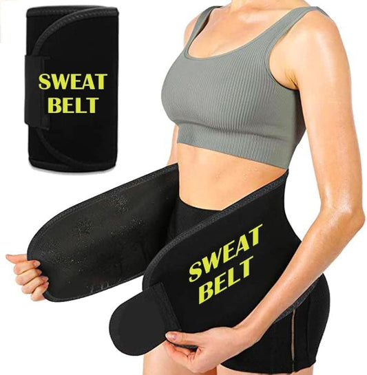 SWEAT BELT (WAIST TRIMMER) - 8x48cm Size, Free Dumbbell Shaped Water Bottle on Prepaid Orders