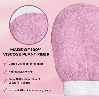 Exfoliating Gloves Pack of 2, Free 2 Satin Scrunchies on Prepaid Orders
