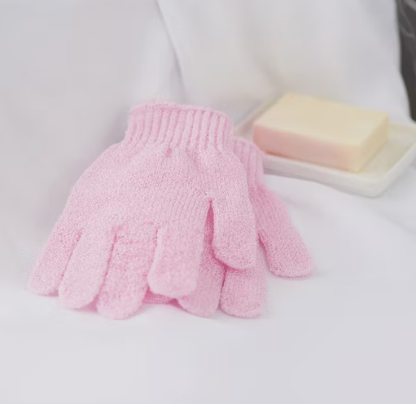 Hand Shaped Exfoliating Gloves - 2 Pairs (4 gloves) Get 2 free Satin Scrunchies on Prepaid Orders