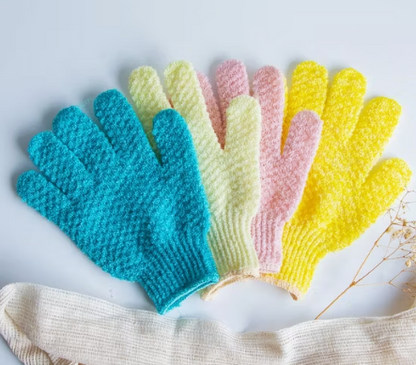 Hand Shaped Exfoliating Gloves - 2 Pairs (4 gloves) Get 2 free Satin Scrunchies on Prepaid Orders