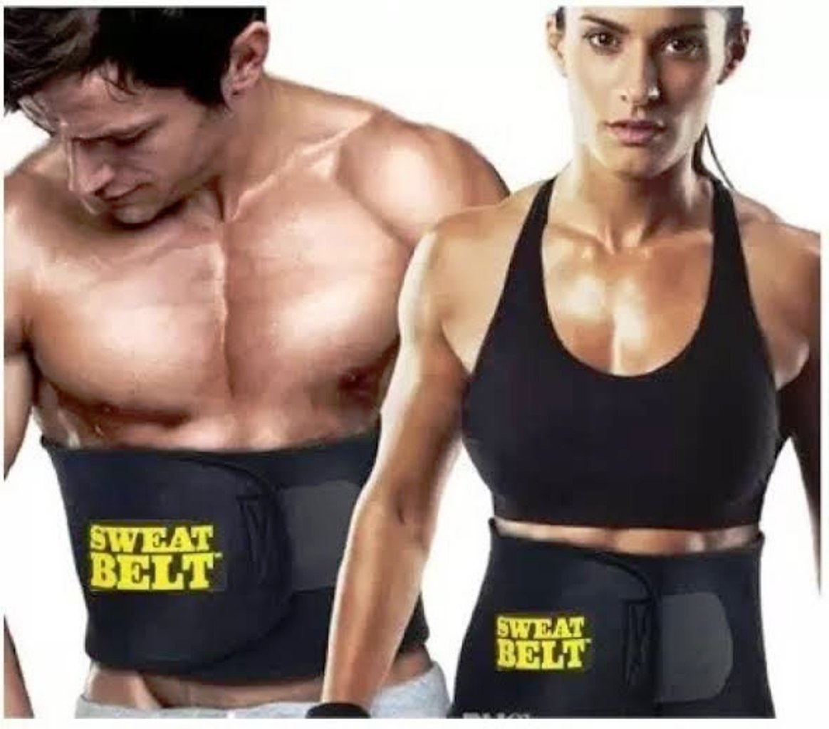 SWEAT BELT (WAIST TRIMMER) - 8x48cm Size, Free Dumbbell Shaped Water Bottle on Prepaid Orders
